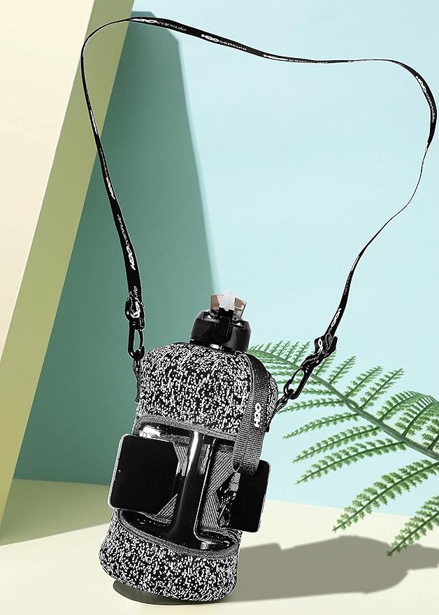 H2O Capsule 2.2L Half Gallon Water Bottle with Storage Sleeve and Covered Straw Lid – BPA Free Large Reusable Drink Container with Handle - Big Sports Jug, 2.2 Liter (74 Ounce)