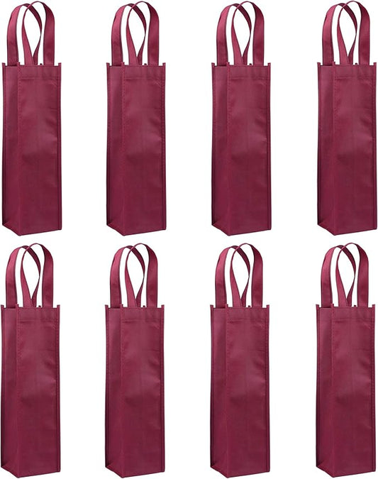 Sdootjewelry Wine Gift Bag, Single Wine Bags 24 Packs, Wine Bags for Wine Bottles Gifts, Non-woven Wine Gift Bags with Handles, Dark Red