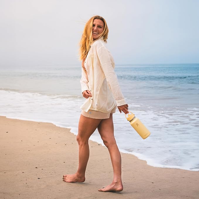 HYDRO FLASK Wide Mouth vacuum insulated stainless steel water bottle with leakproof closeable straw lid for cold water drinks, sports, travel, car and school