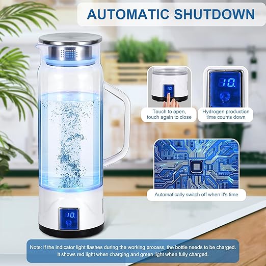 Large Hydrogen Water Bottle 2024, Upgraded Hydrogen Water Bottle Generator with Handle, 1L Large Capacity Hydrogen Water Ionizer Machine with PEM SPE Technology for Home/Office/Daily Drinking