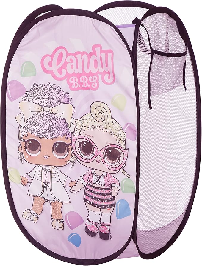 Idea Nuova LOL Surprise Pop Up Hamper with Durable Carry Handles, 21'' H x 13.5'' W X 13.5'' L, Lol Surprise/Light Pink