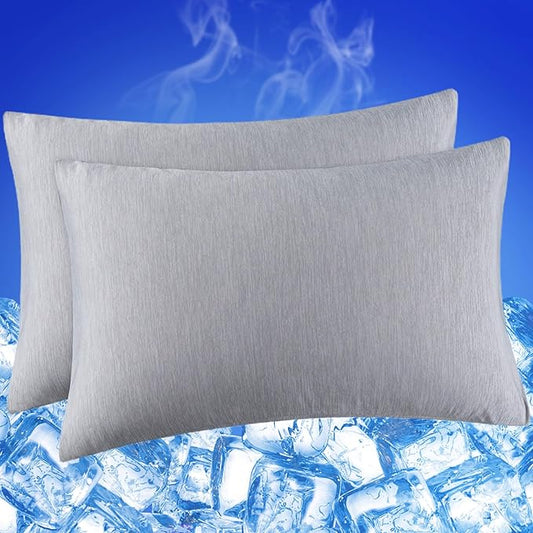 Cooling Pillow Cases for Hot Sleepers - Double Side Arc-Chill Q-Max>0.5 Cooling Fiber Cool Pillow Cases 2 Pack - Breathable Soft Cold Pillow Cases with Hidden Zipper (Dark Grey, 20" x 26")