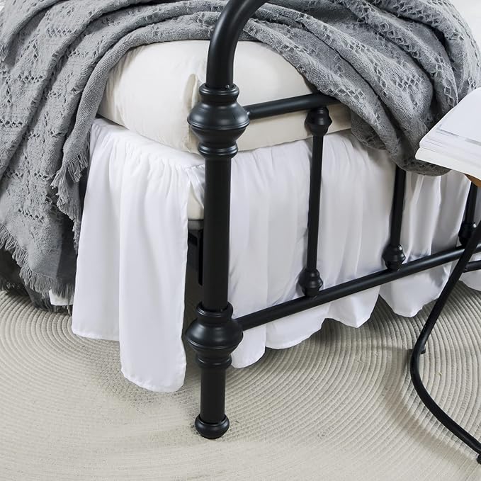 Bed Skirt Twin Size Ruffled Bed Skirt with Split Corners, 14 Inch Drop Dust Ruffle Bed Skirt with Platform, White