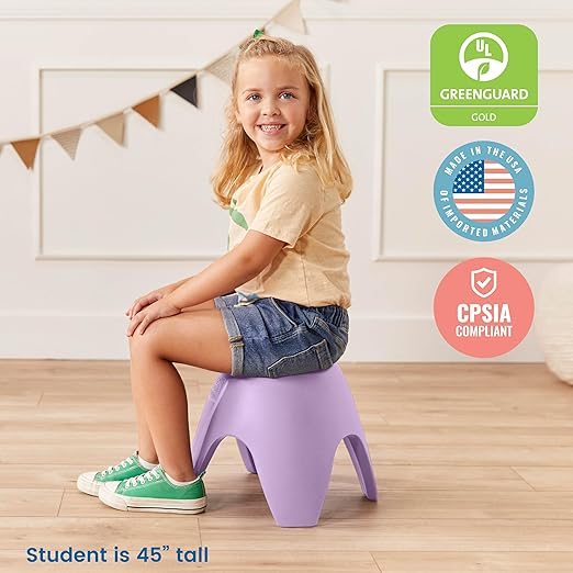 ECR4Kids Ayana Stool Set, Flexible Seating, Light Purple, 4-Pack