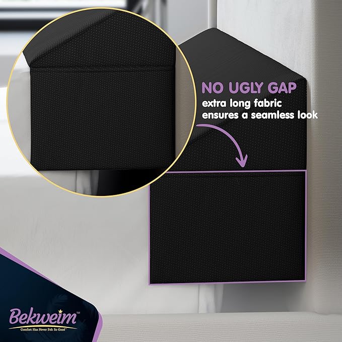 Wedge Pillow Headboard Bed Gap Filler California King - Headboard Pillow 72 X 10 X 6 - Long Pillow for Bed Wedge Gap Filler with Large Pocket for Bed Accessories - Mattress Gap Filler (Black)