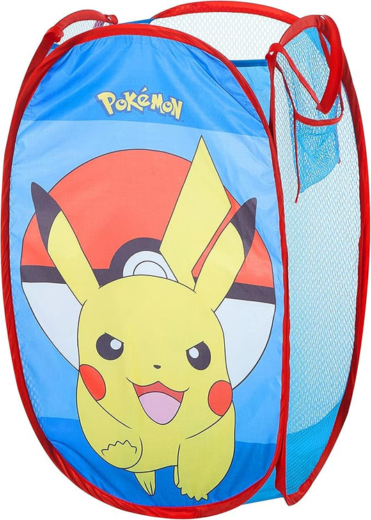 Idea Nuova Pokemon Pikachu Pop Up Hamper with Durable Carry Handles, 21'' H x 13.5'' W X 13.5'' L, Pokemon/Blue