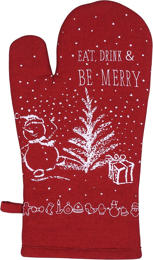 AMOUR INFINI 100% Cotton Christmas Party 5-Piece Kitchen Set Women's Aprons and Oven Mitts|Kid's Aprons, Oven Mitts, and Chef Hats for Kitchen Play, Baking Fun|Thanksgiving,Christmas Gift for Kid's