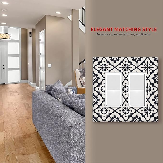 Black And White Funny Plastic Wall Plate Decorative Double Rocker Light Switch Cover For Women Girls Bedroom Kitchen Living Room