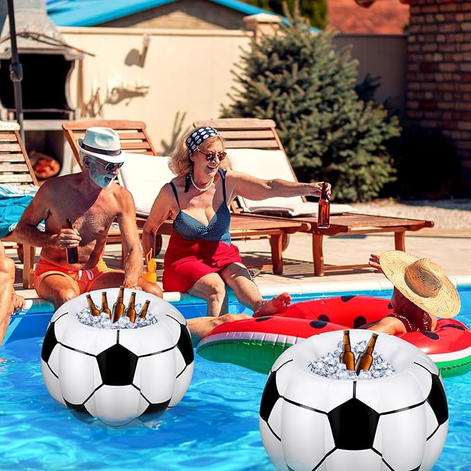Soccer Party Decorations Inflatable Cooler Soccer Drink Cooler Reusable Floating Party Cooler Blow up PVC Football Party Cooler for Sports Themed Supply Drink Beer Food for Summer Parties(3 Pcs)