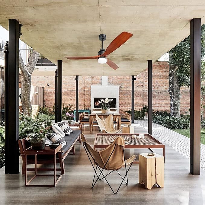 NicBex Ceiling Fan 60 Inch Ceiling Fans with Lights Ceiling Fan with 3 Blades and Remote Control Reversible DC Motor Ceiling Fan for Bedroom, Living Room, Brown