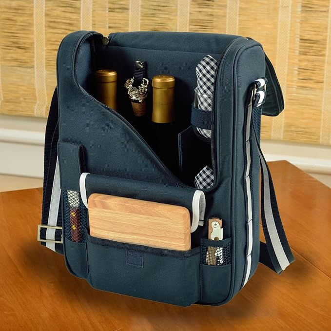 Picnic at Ascot Clemson University Tigers Licensed Deluxe Wine Carrier with Wine Glasses and Accessories for Two Assembled & Quality Approved in The USA