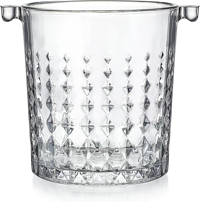 Clear Glass Ice Bucket with Handle and Ice Tong Ice Bucket for Cocktail Bar Accessories Clear Champagne Bucket for Parties