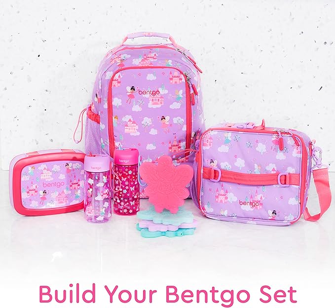 Bentgo Kids Water Bottle 2-Pack - Leak-Proof, Durable Tritan™, BPA-Free 15 oz Cup for Kids/Toddlers 3+; Flip-Up Straw; Dishwasher Safe for School/Sports/Daycare/Camp (Rainbows & Butterflies/Fairies)