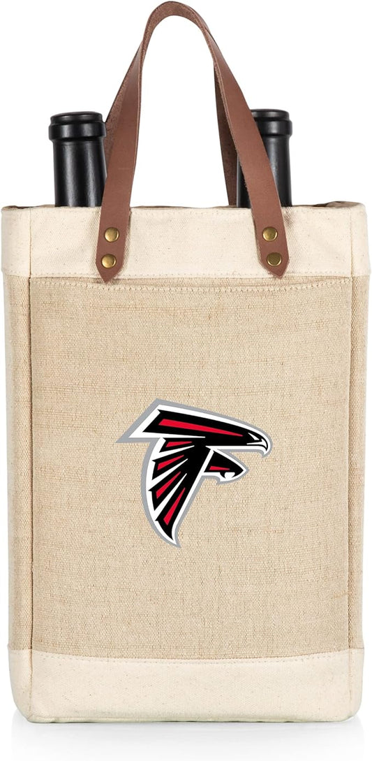 PICNIC TIME NFL Pinot - Jute 2 Bottle Insulated Wine Bag - Wine Tote Bag - Wine Gift Bag, (Beige)