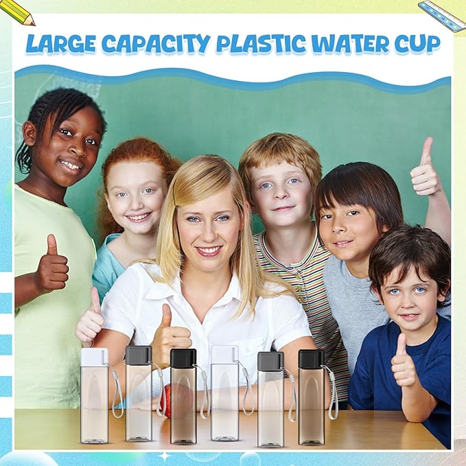 Mifoci 20 Pieces Water Bottle Bulk 17 oz Plastic Water Bottles Bulk Gym Sports Adults Reusable Large Water Bottles for Outdoor Fitness(Grey, White, Black,Rectangle)