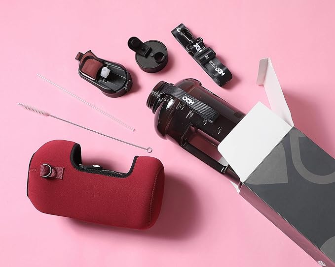 H2O Capsule 2.2L Half Gallon Water Bottle with Storage Sleeve and Covered Straw Lid – BPA Free Large Reusable Drink Container with Handle - Big Sports Jug, 2.2 Liter (74 Ounce)