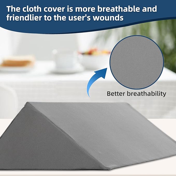 Fanwer Wedge Pillow for Side Sleeping, 34" Back Pillow for Side Sleeper, Bed Wedges & Body Positioners for After Surgery, Back Pain, Preventing Bedsores