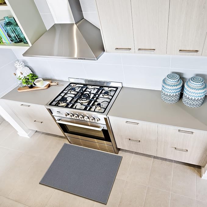 Machine Washable Modern Solid Design Non-Slip Rubberback 2x3 Pack of 2 Traditional Area Rug for Entryway, Bedroom, Kitchen, Bathroom, 2'3" x 3' - Pack of 2, Gray