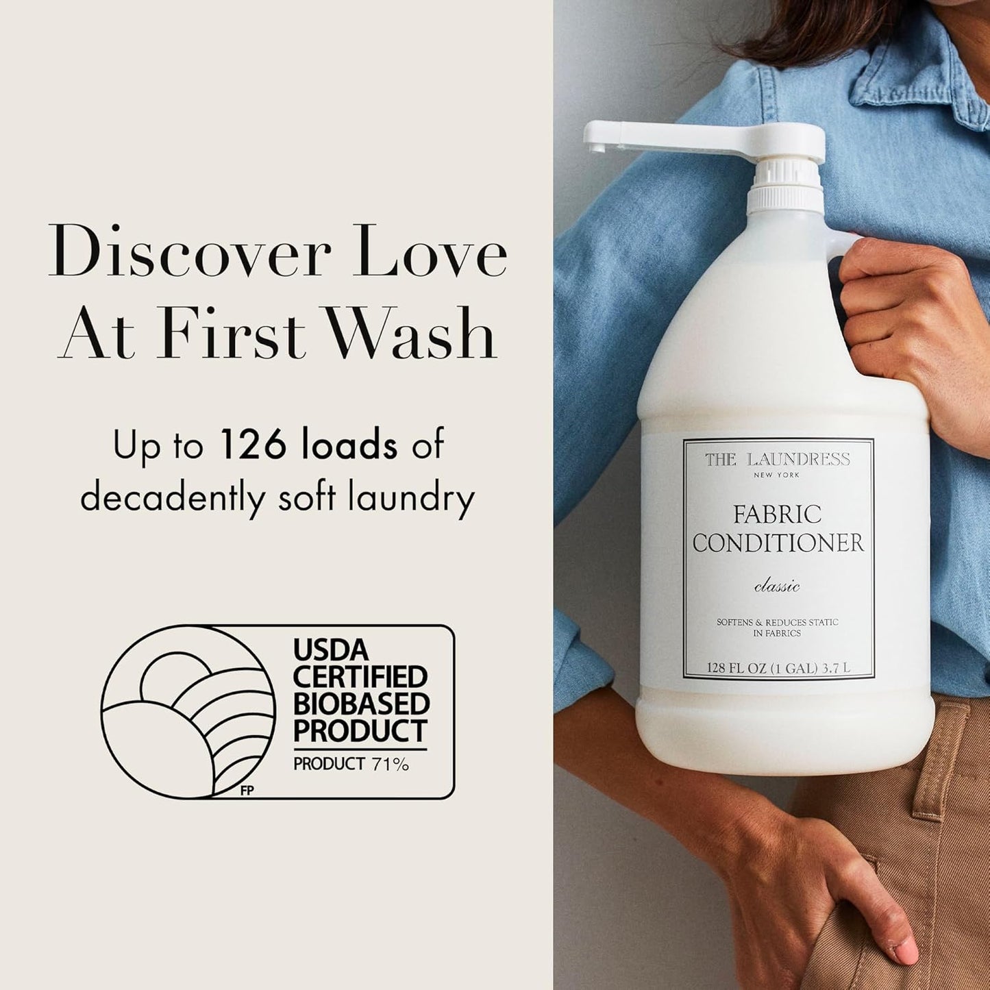The Laundress Signature Fabric Conditioner Classic, Concentrated Fabric Softener Liquid, Soften Fabrics, Reduces Static,128 Fl Oz