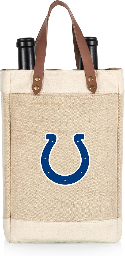 PICNIC TIME NFL Pinot - Jute 2 Bottle Insulated Wine Bag - Wine Tote Bag - Wine Gift Bag, (Beige)