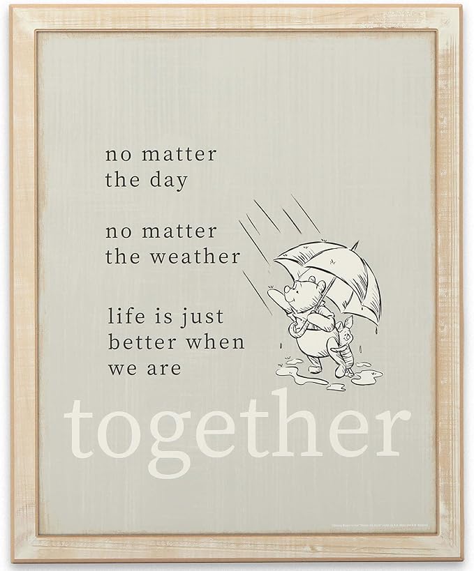 Open Road Brands Disney Winnie The Pooh and Piglet Better Together Wood Wall Decor for Nursery, Bedroom or Play Room