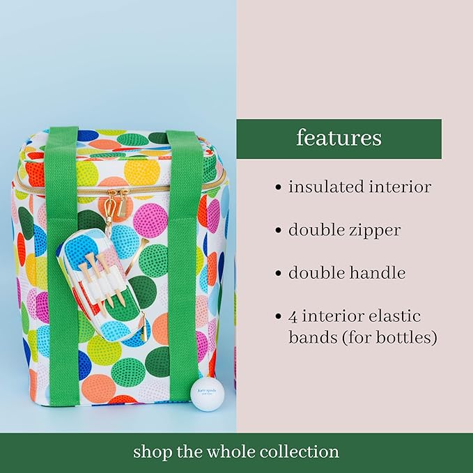 Kate Spade New York Wine Cooler Bag, Insulated Bag for Picnics, 4-Bottle Wine Tote, Large Capacity Soft Cooler, Mini Golf