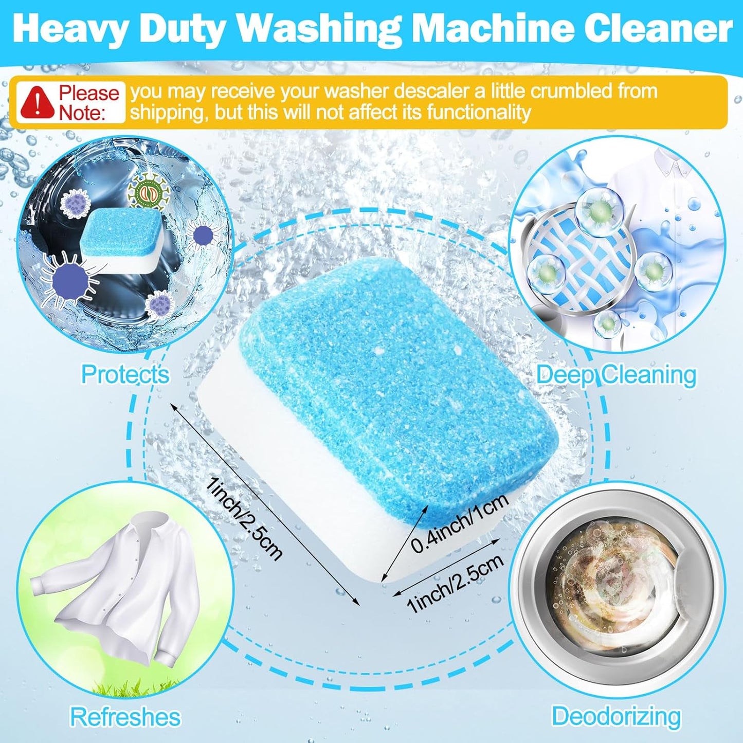 150 Pcs Washing Machine Cleaner Washing Machine Tablets Deep Cleaner Tablets for Front Loader and Top Load Washer