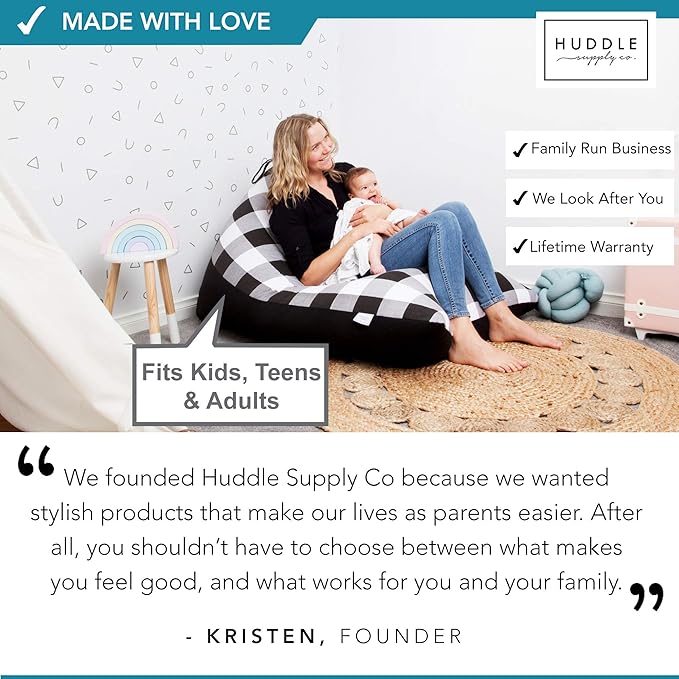 Stuffed Animal Bean Bag Storage - Machine Washable Bean Bag Chair for Kids - Extra Large Cover for Stuffing with Plush Toys, Pillows, Soft Items - Stuffed Animal Holder for Boys & Girls - Gingham