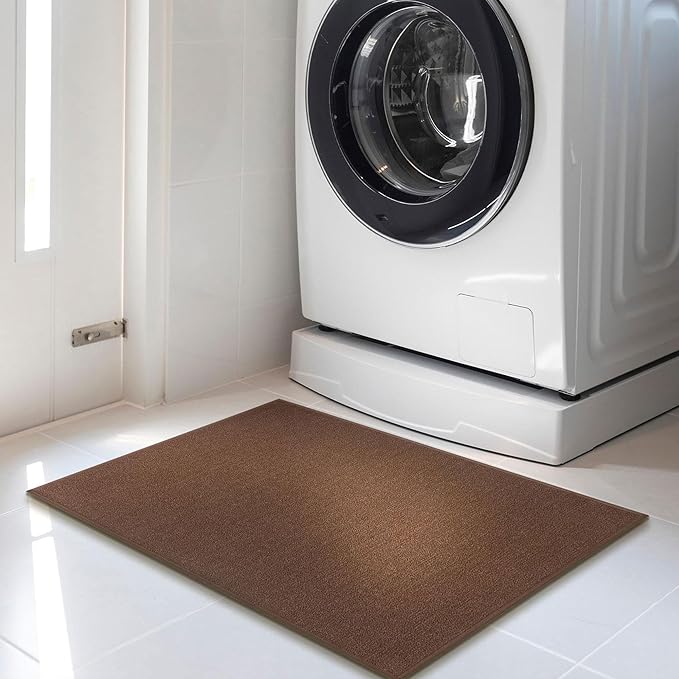 Machine Washable Modern Solid Design Non-Slip Rubberback 2x3 Traditional Area Rug for Entryway, Bedroom, Kitchen, Bathroom, 2'3" x 3', Brown