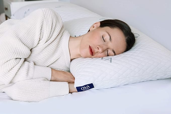 OVA - Queen Size Tri-Blend Memory Foam Hypoallergenic Pillow, Cooling Cover, Firm or Soft Customizable. Machine Washable, 100% Made in The U.S.A. 60 Day Risk Free Trial! (1 Pack, Queen)
