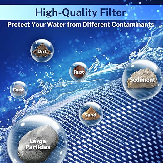 PDR-ARB50WSP Spin Down Sediment Water Filter, Auto Flushing Module with Touch-Screen, Reusable Whole House Sediment Filter for Well Water w/Scraper, 50-Micron Prefilter Filtration System