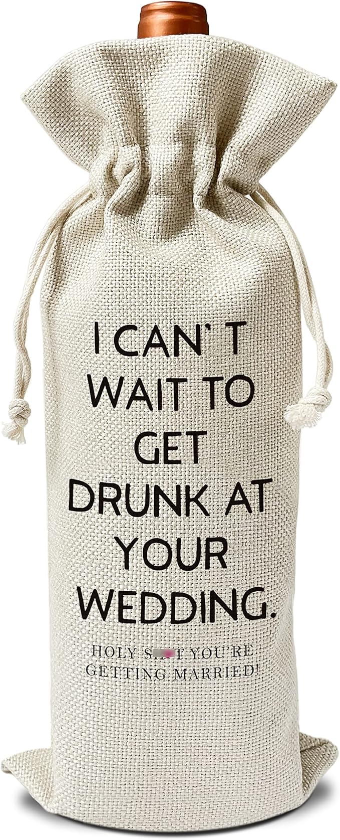 Engagement Wine Gift Bags - Gift for Engagement Gift for Couples, Gift for her, Bride Gift - Reusable Burlap With Drawstring Gift Bag (5.5"x 13.5")-1 Pcs/jiu025