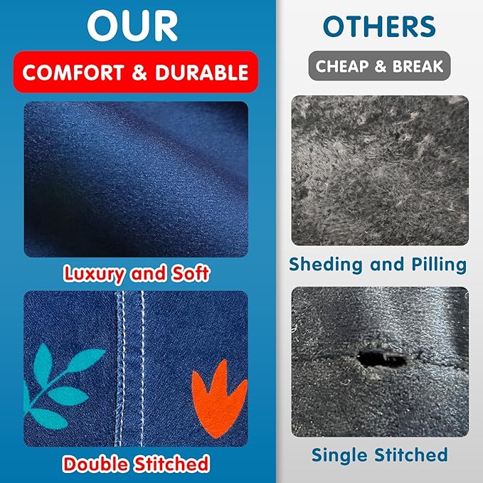 Lukeight Stuffed Animal Storage Bean Bag Chair Cover for Kids, Dinosaur Zipper Beanbag Chair Cover for Organizing Toddler and Kids' Rooms Plush Toys (Dinosaur Navy, X-Large)