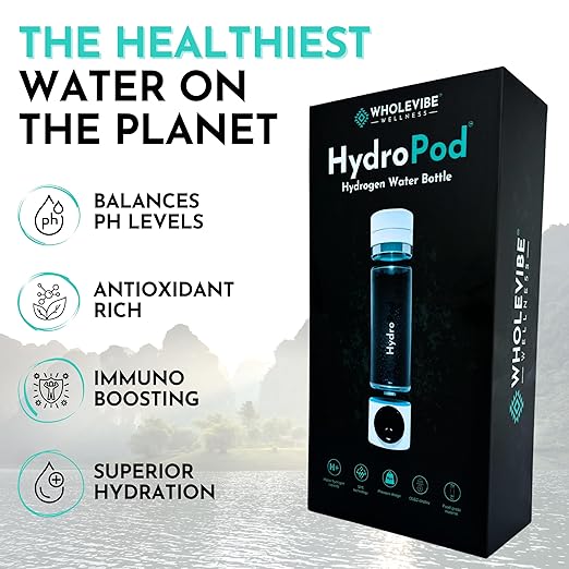 HydroPod Premium Hydrogen Water Bottle Generator - Advanced HydroHealth Hydrogenated Water Machine & Ionizer - Smart Portable Water Purifier & Filtered Hydro Water Bottle