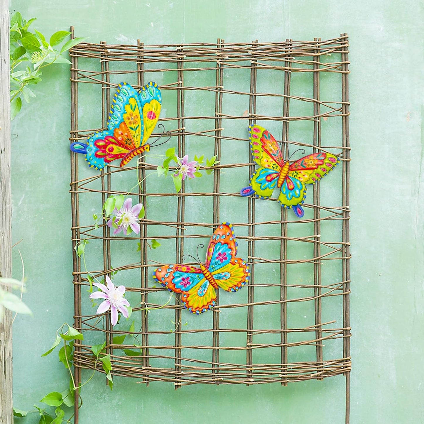 J-Fly Metal Butterfly Wall Decorations Garden Decor Room Decor, Lawn Ornaments Ladybugs Live- 3 Pieces, Outdoor Garden Yard Decor for Home and Office Decoration
