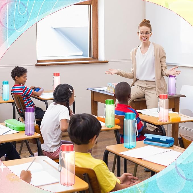 Mifoci 20 Pieces Water Bottle Bulk 17 oz Plastic Water Bottles Bulk Sport Drink Bottles with Handle Strap Lightweight Leakproof for Party Outdoor Children School Classroom