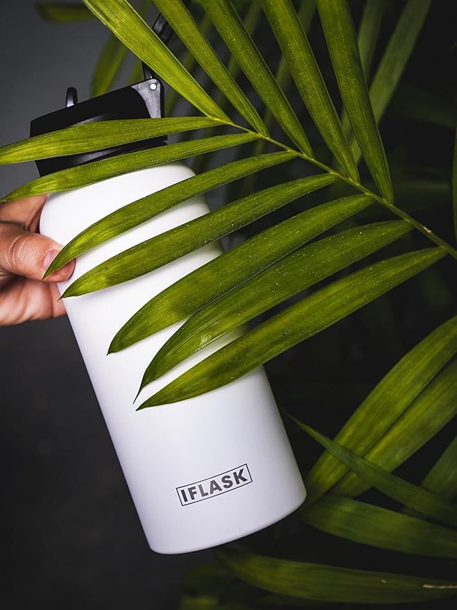 Sport Travel Outdoor Water Bottle with Spout and Straw Lids | Leak Proof | Insulated Stainless Steel Double Walled | BPA and Sweat free | Hot & Cold | For Kids Men & Women (Blue, 32 oz)