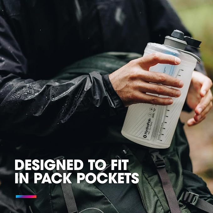 HydraPak Flux+ 1.5L Filter Kit - Collapsible Backpacking Water Bottle - BPA Free, Ultra Light, Spill-Proof Twist Cap, Clear