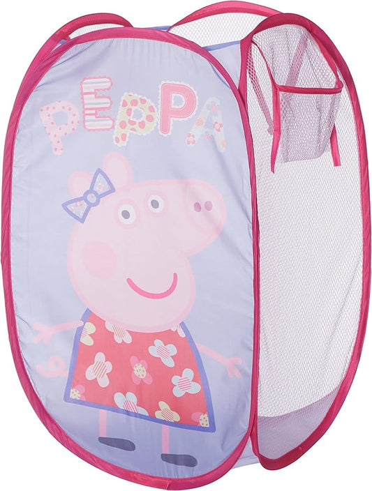 Idea Nuova Peppa Pig Pop Up Hamper with Durable Carry Handles, 21'' H x 13.5'' W X 13.5'' L, Peppa Pig/Light Purple
