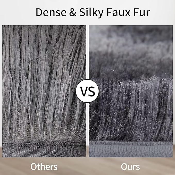 Fluffy Grey Rugs for Bedroom Living Room 10x13 Extra Large Soft Shaggy Throw Carpet Non Slip Furry Fuzzy Rugs for Nurery Kids Room Plush Cozy Non Shedding Home Decor Mat, Tie Dye Dark Grey