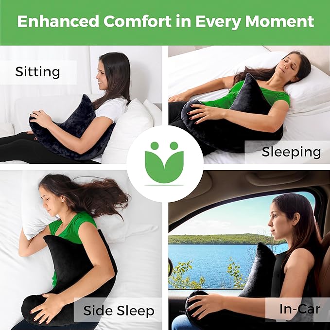 Rotator Cuff Pillow – Soft and Comfortable Shoulder Pillow for Shoulder Surgery – Ergonomic Uniquely Shaped Shoulder Pillow Relief Support – Double Zipper Cover – Machine Washable (Black)