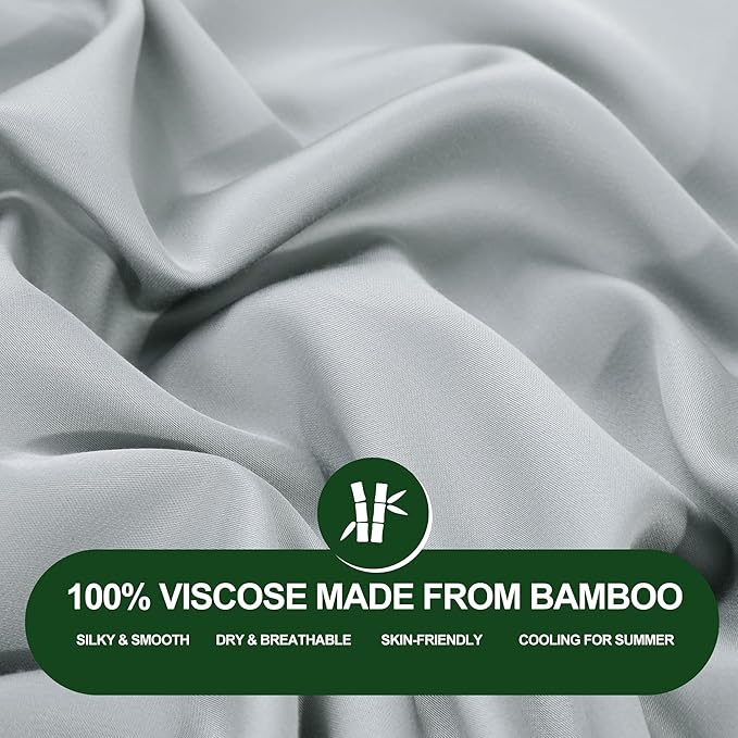 HOMBYS Bamboo Viscose Bed Wedge Pillow Cover with Zipper, 100% Viscose Made from Bamboo, Soft, Cooling, Breathable Wedge Pillowcase Sweat-Absorbent Pillowcase for Summer, 25"x25"x12.5", Light Grey