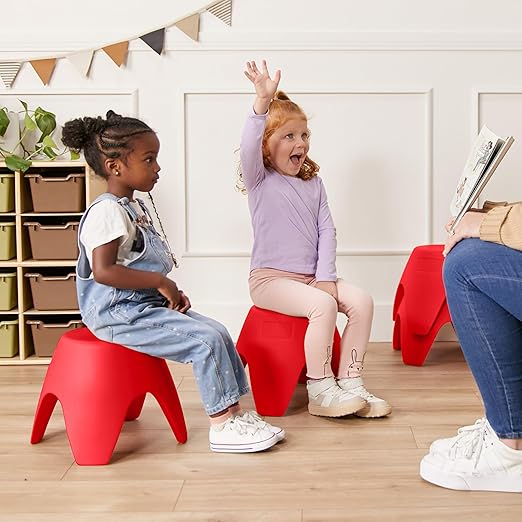 ECR4Kids Ayana Stool Set, Flexible Seating, Red, 4-Pack