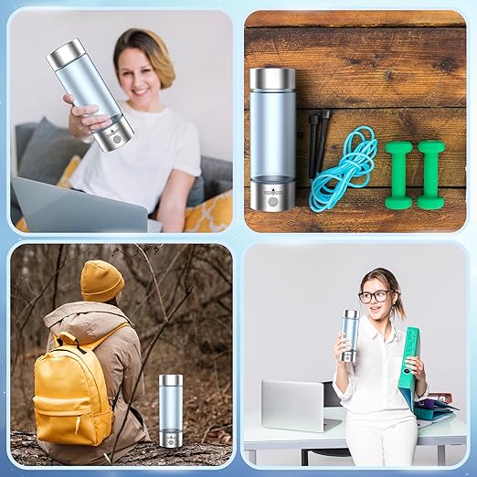 Hydrogen Water Bottle 2024, Hydrogen Water Bottle Generator with SPE PEM Technology Water Ionizer, Three Minute Rapid Electrolysis (Silver)