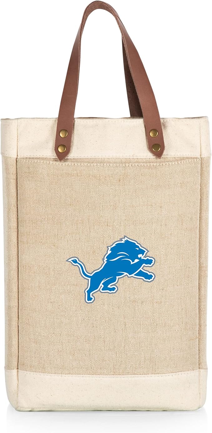 PICNIC TIME NFL Pinot - Jute 2 Bottle Insulated Wine Bag - Wine Tote Bag - Wine Gift Bag, (Beige)