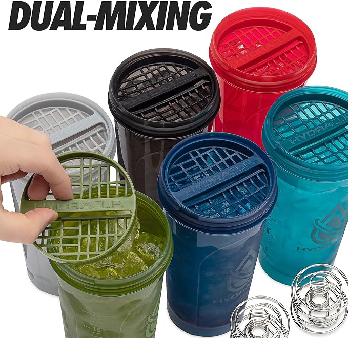 Hydra Cup ProFlow [6 Pack] 28 oz Shaker Bottles for Protein Shakes, Shaker Cups with Ball Blender Whisk, Shaker Bottle with Handle, Travel To Go, BPA Free (Multicolor Set)