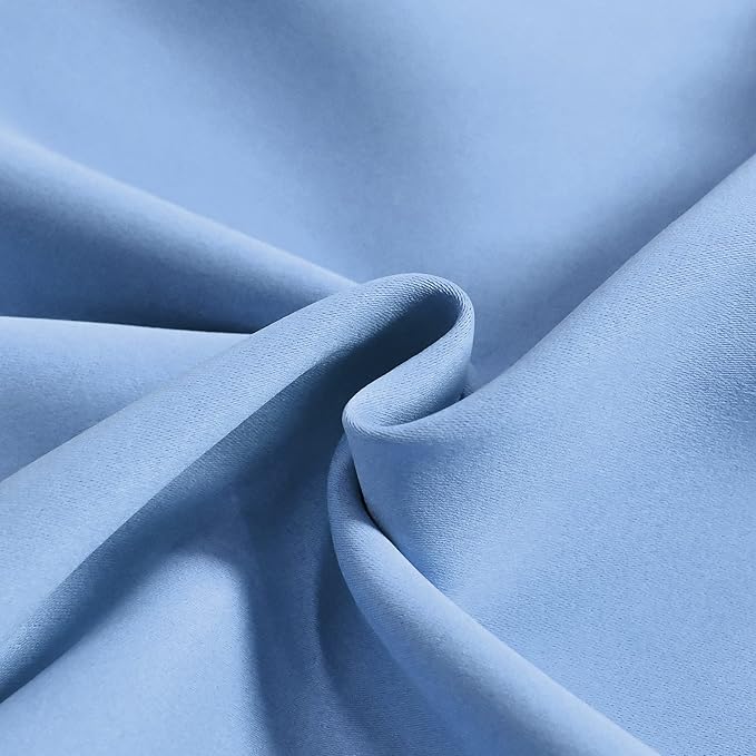 Sky Blue Valance for Windows 60x18 Inch Solid Thermal Insulated Blackout Rod Pocket Kitchen Short Curtain Toppers Valance for Bathroom Living Room, Light Baby Blue