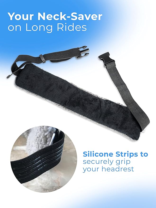 The Travel Pillow Alternative That Stops Head Bobbing – Airplane Straps and Car Support Band Great on Upright Super Comfy & Neck Small Compact