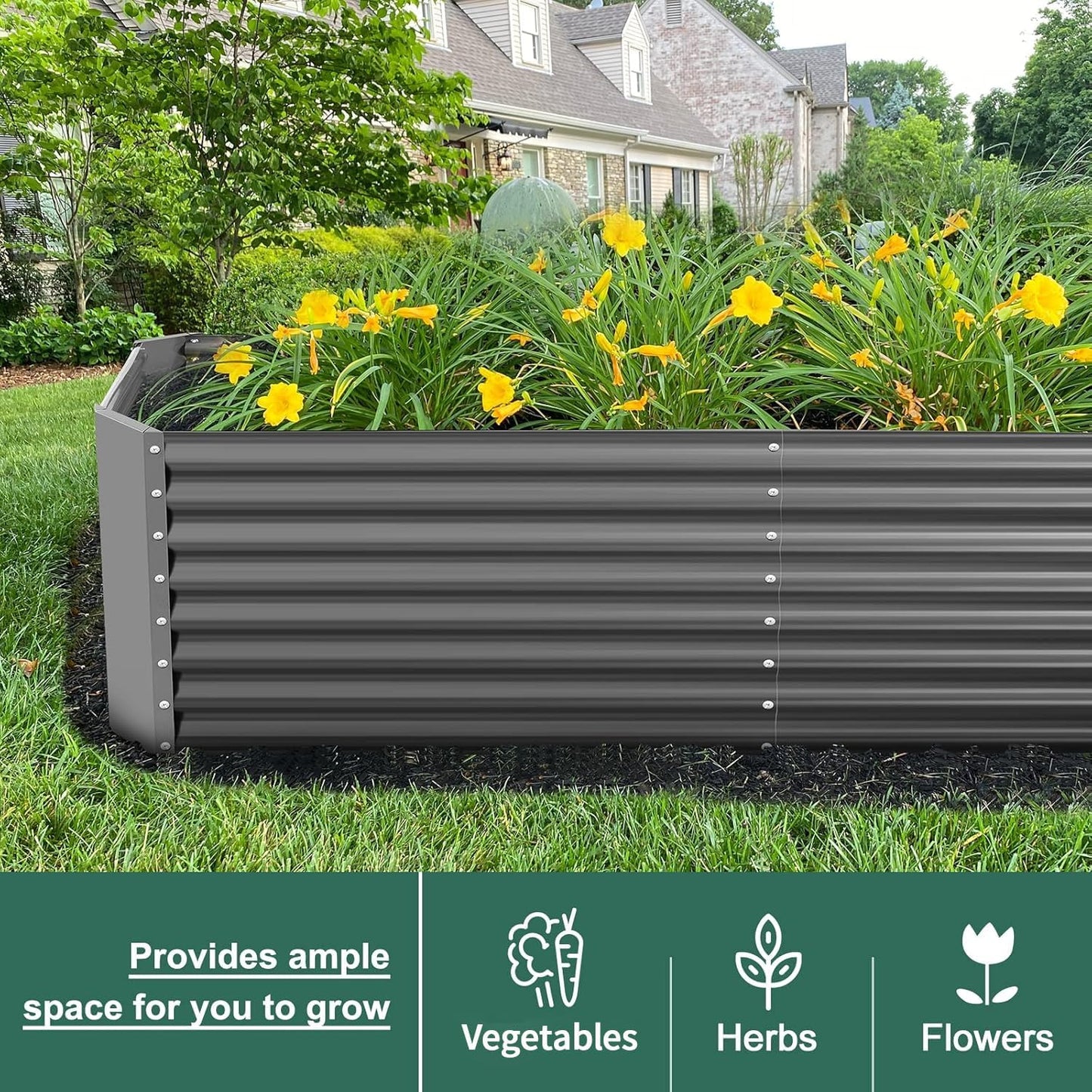 Land Guard 6×3×2 ft Galvanized Raised Garden Bed Kit, Galvanized Planter Raised Garden Boxes Outdoor, Large Metal Raised Garden Beds for Vegetables(Grey)…