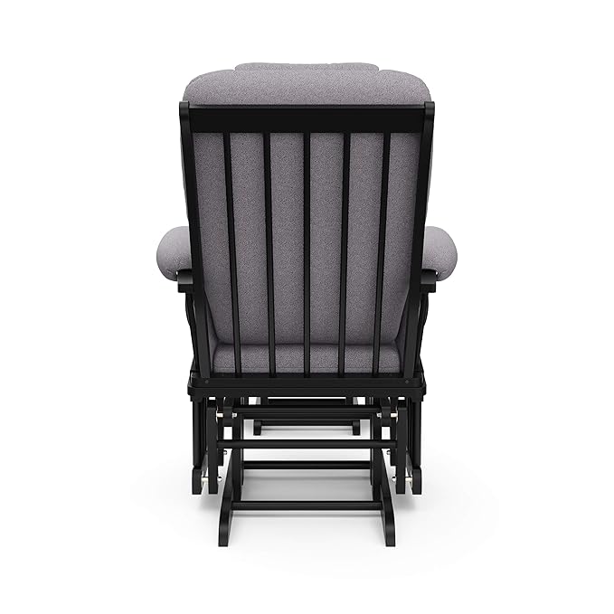 Storkcraft Tuscany Custom Glider and Ottoman with Free Lumbar Pillow (Black/Slate Gray Swirl) - Cleanable Upholstered Comfort Rocking Nursery Chair with Ottoman